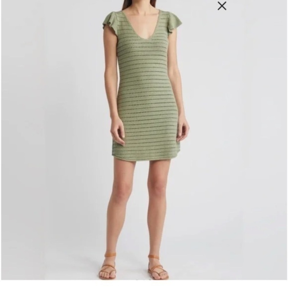 NWT Nordstrom Treasure and Bond Crochet Knit Dress with Flutter Cap Sleeves